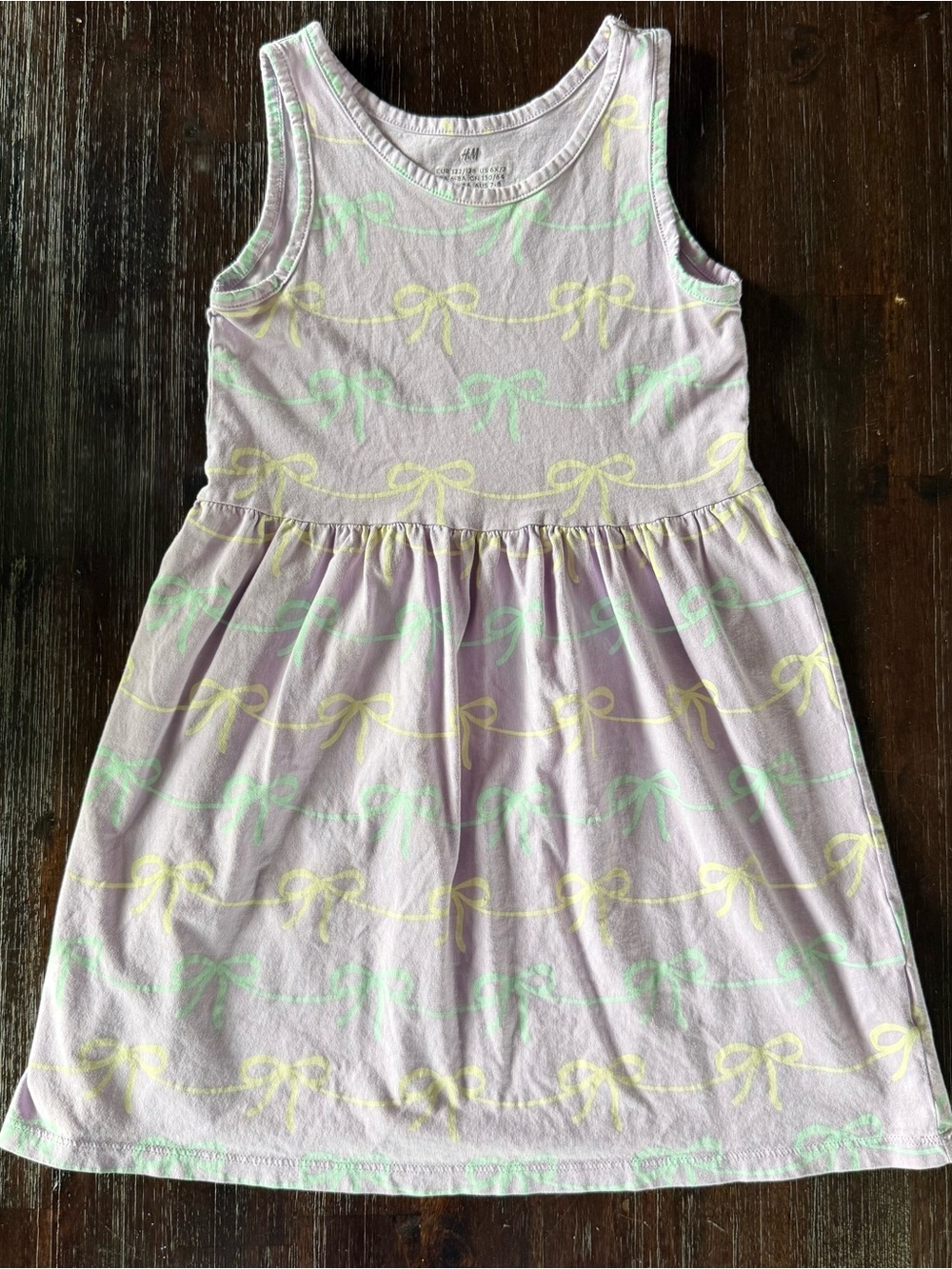 H&M Lilac Tank Dress with Pastel Yellow and Mint Bow Print